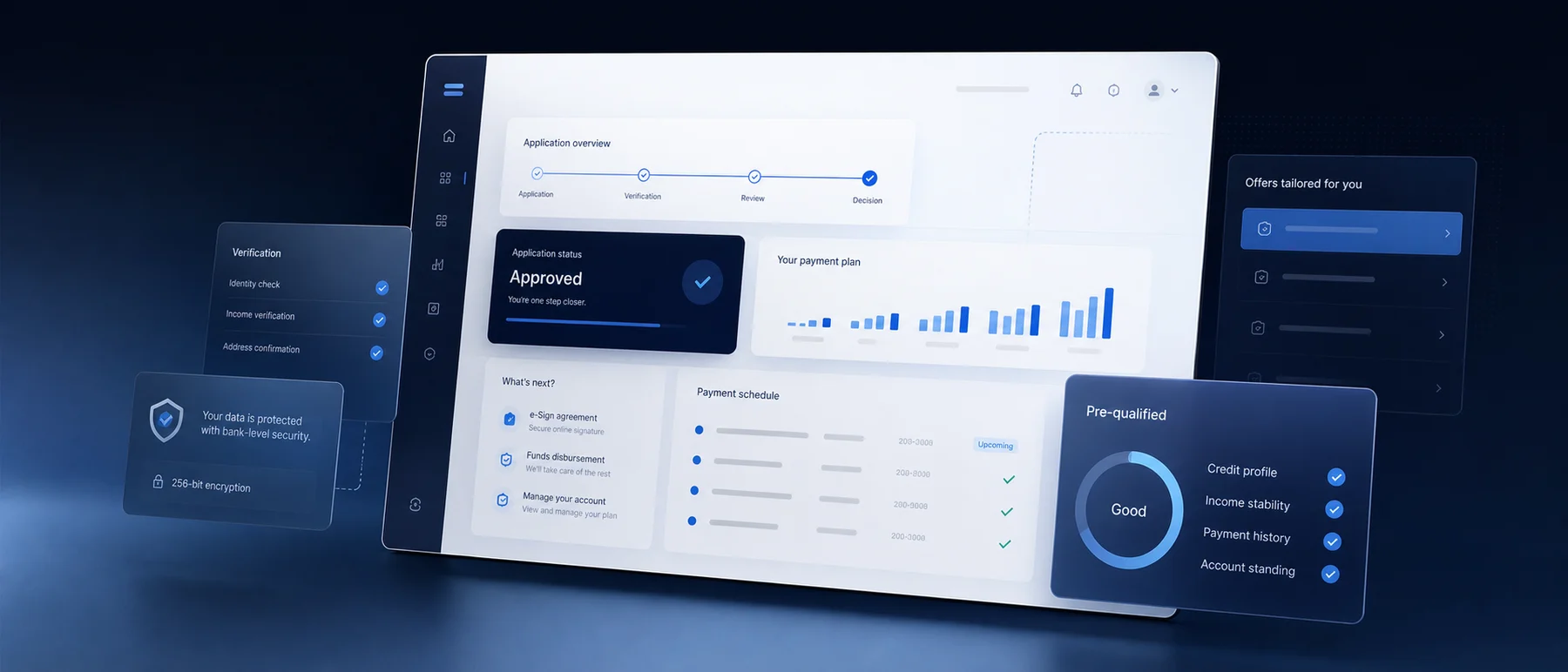 Digital lending and payment-plan platform interface